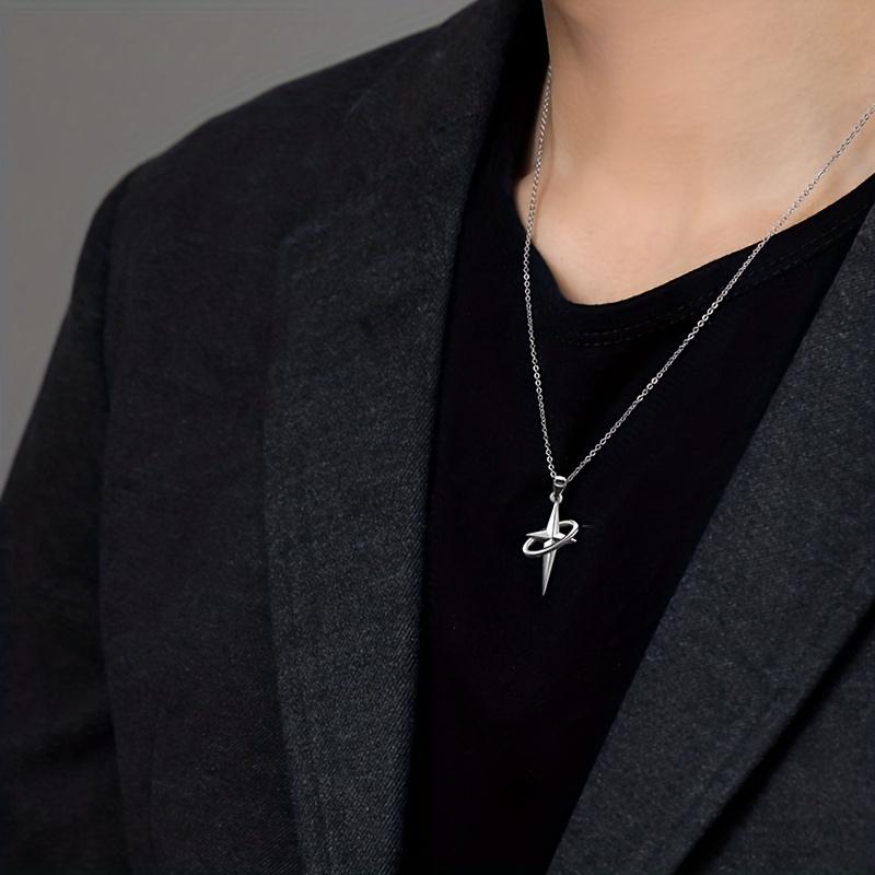 1pc Star Cross Necklace Men's Trend, Simple And Elegant Pendant Gifts For Men