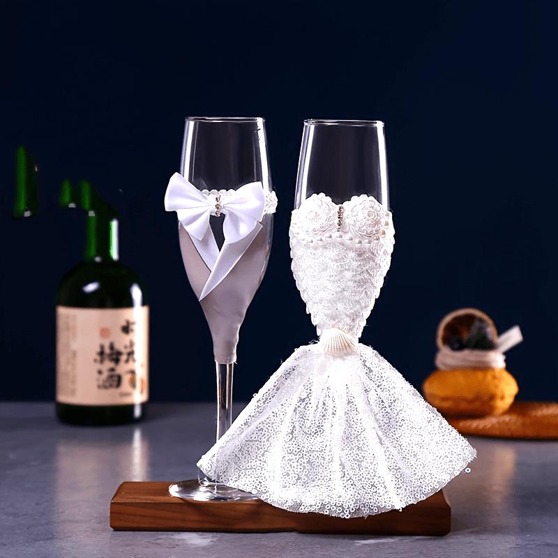 Boxed Wedding Gray Corset With Glasses Love Romantic Wedding Wine Glass Gift Box