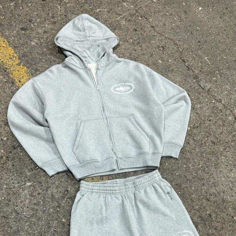Trendy American Street Style Hoodie Jacket & Loose Sweatpants Set