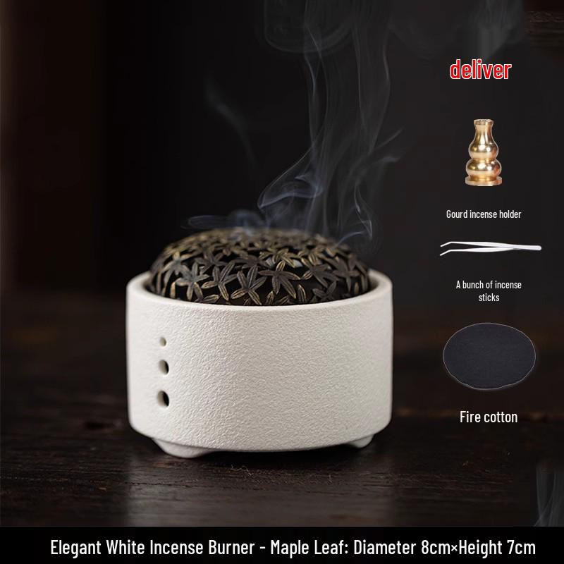 Ceramic Incense Burner for Coils & Sticks, Home Aroma Diffuser, Sandalwood & Agarwood Ornament.