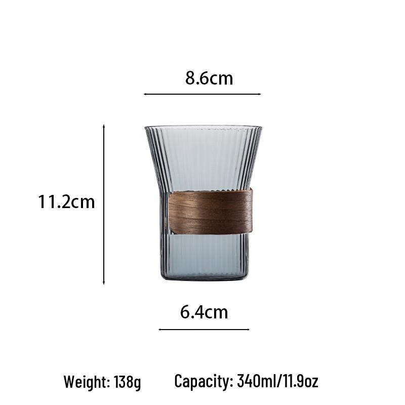 

Zhi Shi Vertical Stripe Borosilicate Glass Mug with Wooden Ring