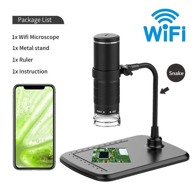 3 In 1 HD 1000X PCB Inspection Tools Digital Microscope LED USB WiFi Microscope Mobile Phone Microscope Camera with Stand for Smartphone