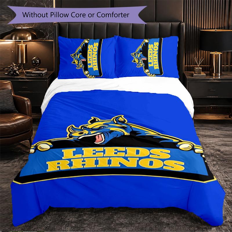 Set Biancheria da Letto Leeds Rhinos in Microfibra 3 Pezzi Decorativo Copripiumino per Camera da Letto Uso Domestico