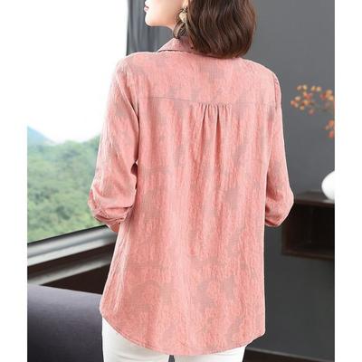 Atmungsaktive Baumwollbluse für Damen Frühling Herbst Locker geschnitten Modisch Hochwertiges Hemd für Mütter