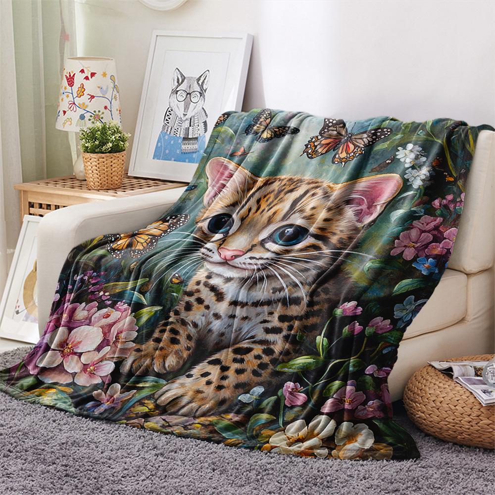 Coperta in Flanella con Stampa di Gatti Bianchi, Alta Qualità, Confortevole per Tutte le Stagioni, Decorazione per la Casa, Calore e Comfort, Perfetta per Regali di Natale