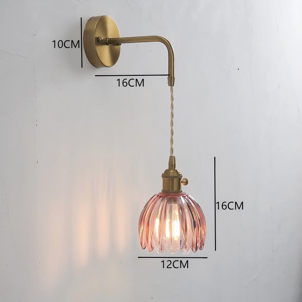 Japanese Retro Floral Glass Wall Lamps for Bedroom Study Led Mirror Light with Adjustable Wall Sconce Modern Simple Bedside Lamp