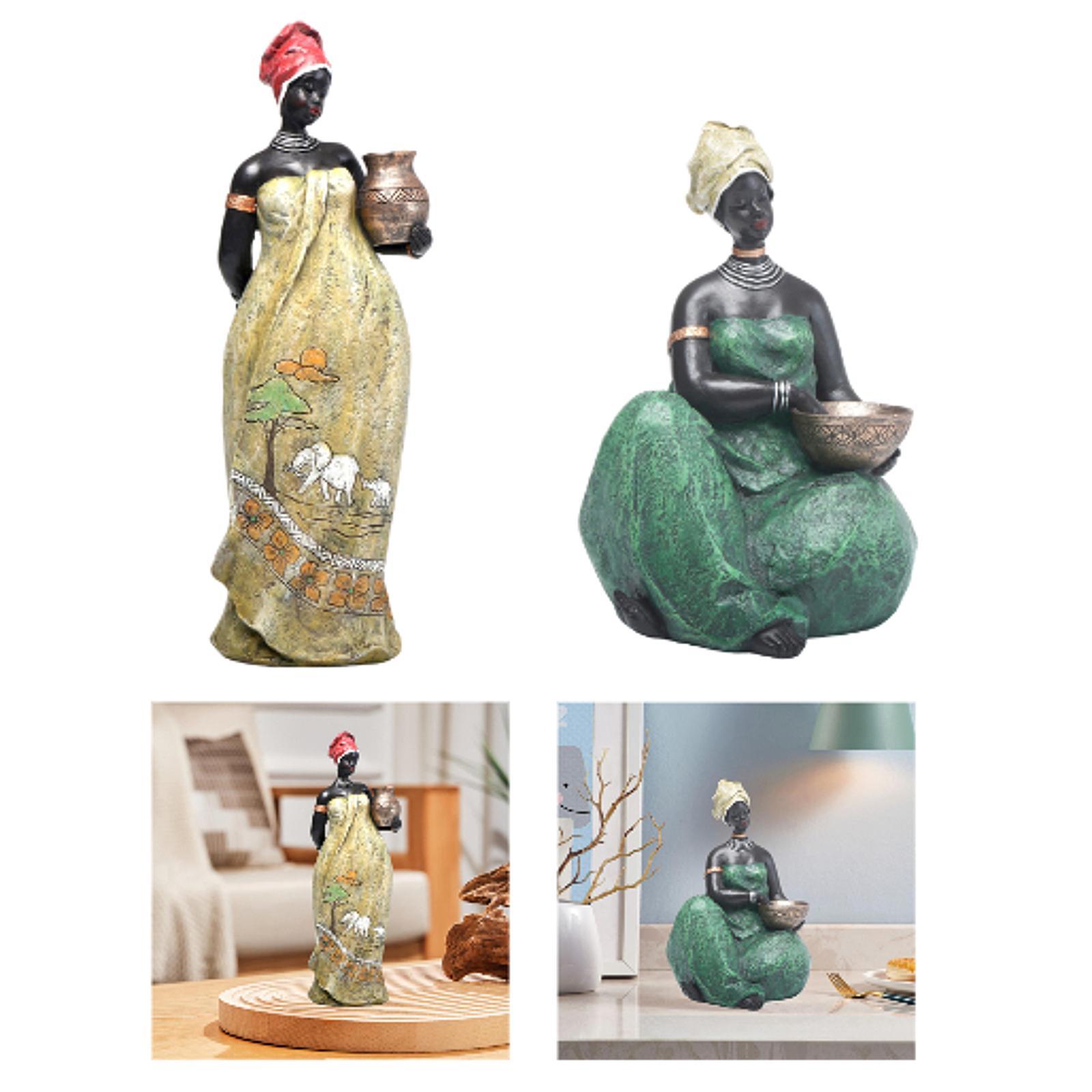 Африканская женская статуэтка, коллекционная скульптура, фигурки племенных женщин, смола, Хартц, человек 16cmx24cm Sitting
