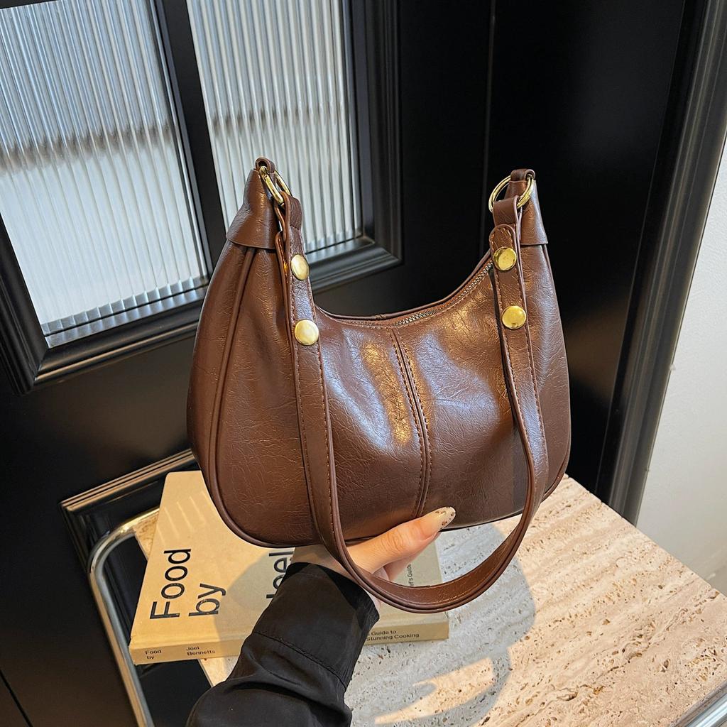 Women Solid Color Zipper Underarm Bag, Fashion All-match Hobo Dumpling Shoulder Purse, Casual Versatile Handbag Daily Use
