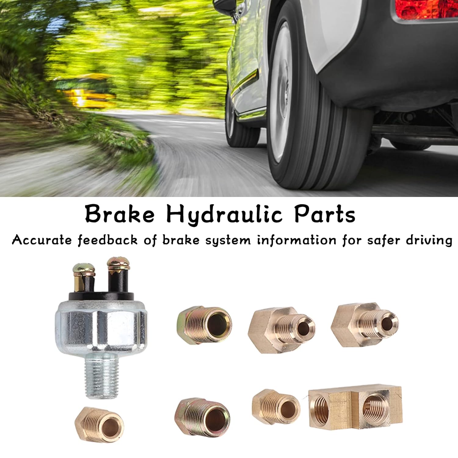 

Acouto Hydraulic Brake Light Switch Kit in Line Replacement Fittings ABS Metal for Car Modification, 2-3/8in Tube Nut, 2-1/4in Tube Nut, 2-3/16-1/4in