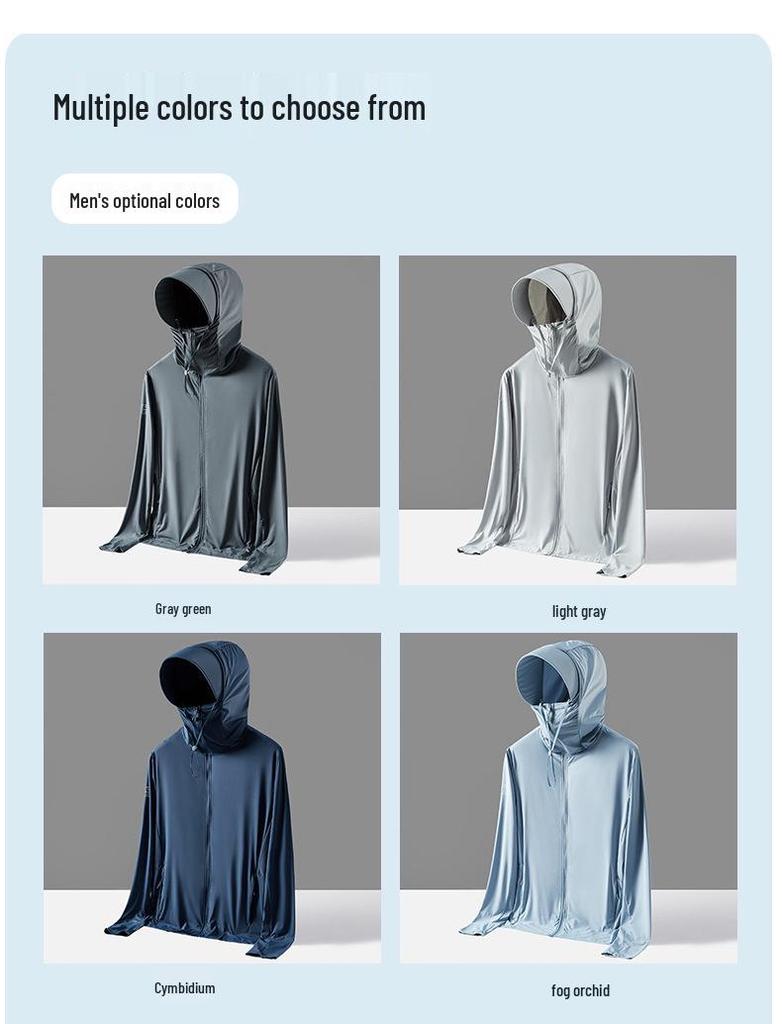 Hooded Ice Silk UV Protection Jacket for Men & Women - Summer Breathable, Lightweight, and Sun Protection Clothing for Outdoor Activities