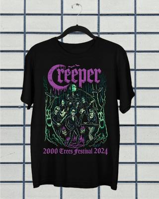 Kollektion CREEPER Bandtour 2024 Baumwolle Geschenk für Fan T-Shirt Herren Damen Sommer Grafik Herren T-Shirt Schwarz Rundhals Baumwoll-Tee