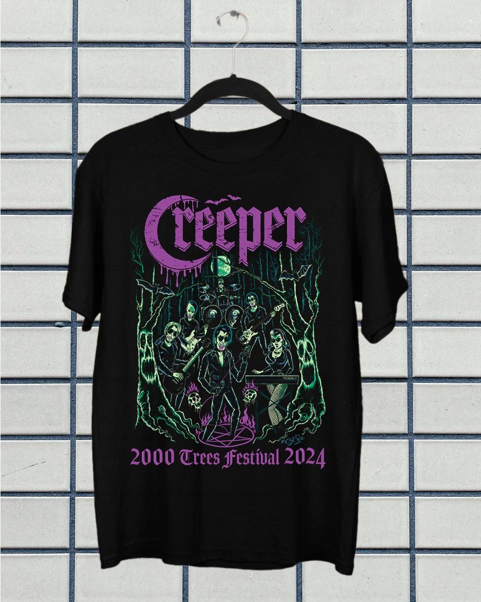 

Коллекция CREEPER Тур группы 2024 Хлопок Подарок для фаната Футболка Мужская Женская Летняя Графическая Мужская Футболка Черная С круглым вырезом Хлопковая футболка 4XL