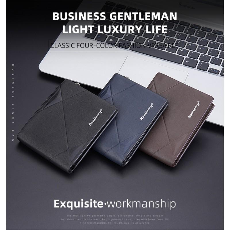 New Men's Short Wallet European American Business Multi Slot Soft With Zipper Coin Purse