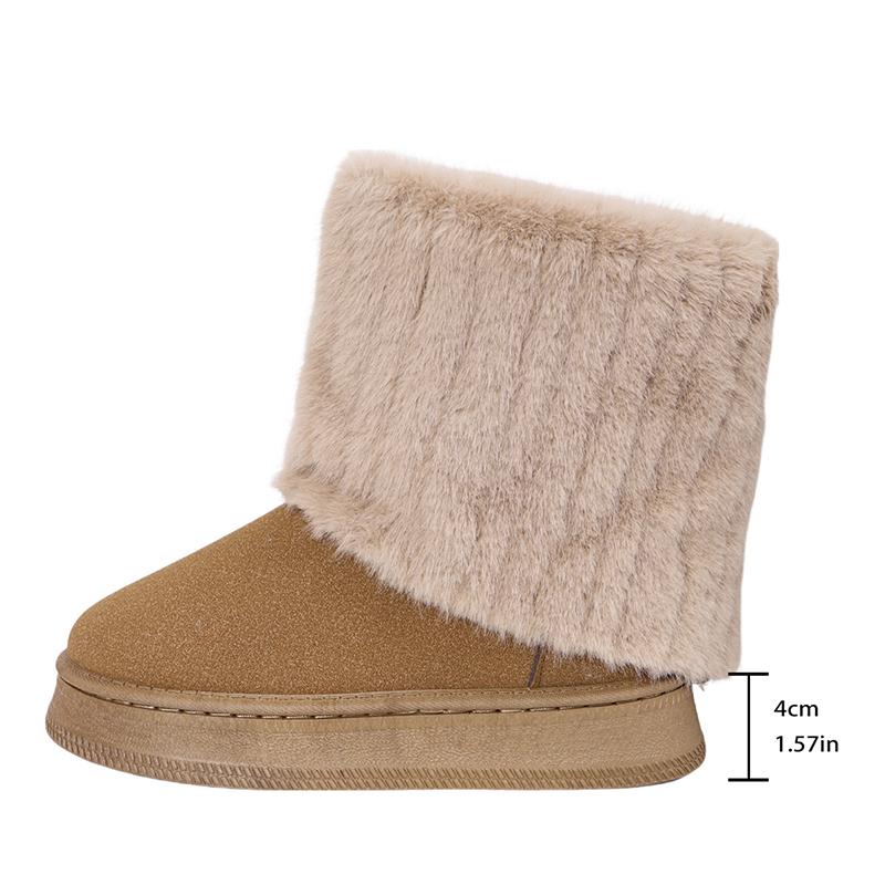 

Жіночі черевики до щиколотки з товстим плюшем зі штучного хутра 2024, жіночі зимові черевики зі штучної замші, нековзкі, жіночі комфортні м які теплі плюшеві зимові черевики 36