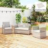 Outdoor Seat Cushion Pads for Rattan Furniture, 3 PCs Garden Furniture Cushions, Cream White