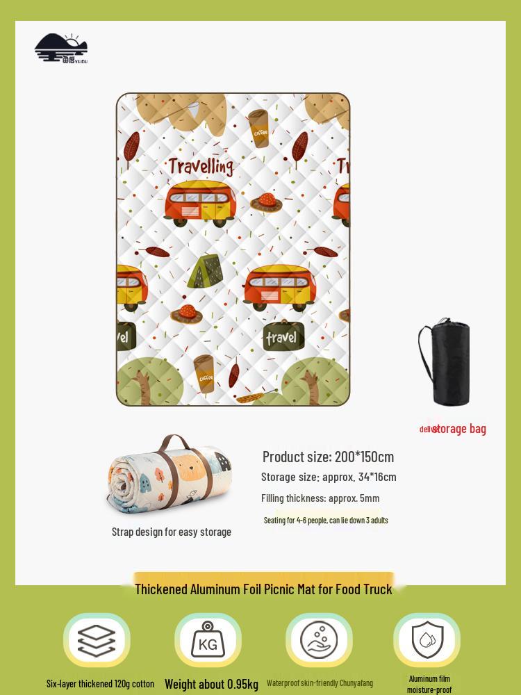 Extra Thick Waterproof Picnic & Camping Mat - Moisture-Proof Ultrasonic Lawn Mat