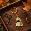 Halloween Party Accessory Cartoon Black Cat Keychain, Glow-in-the-Dark Ghost Costume Spooky Favor Keyring, Enamel Kitten Backpacks Decorative