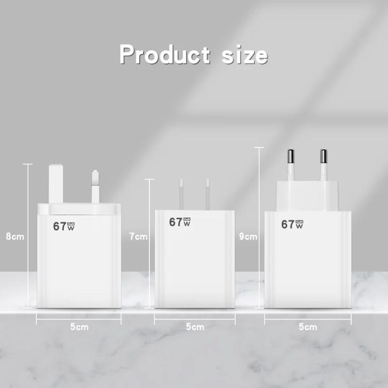 Xiaomi 67W Fast Charging Charger EU/US/UK USB Adapter Standard Charge Head Type-C Mobile Phone Type C Cable for Xiaomi Power Adapter