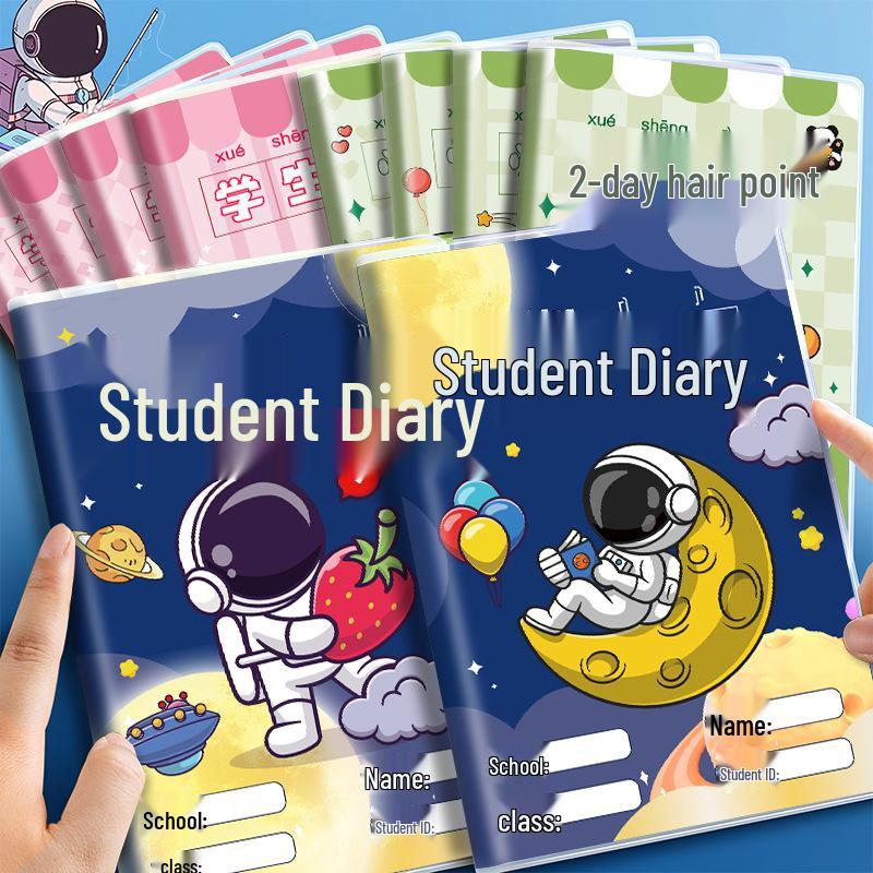 Cartoon Plastic Cover Diary for Elementary Students - A5 Notebook for Girls & Boys In Grades 1-3