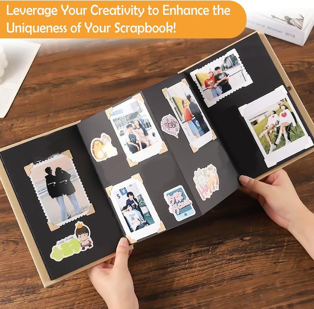 Scrapbook Photo Albums Hardcover Kraft Paper Foldable Keepsake Albums China No Printing for Wedding Graduation