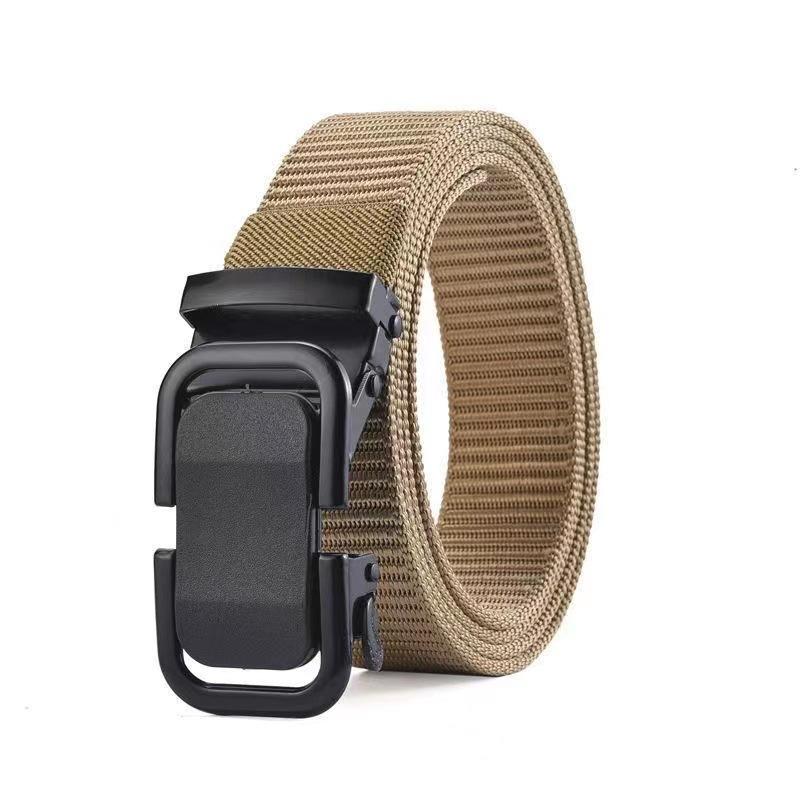 Fashionable and Minimalist Work Pants Automatic-Buckle Men’s Buckle Belt Nylon Canvas Woven Outdoor Durable Training Belt