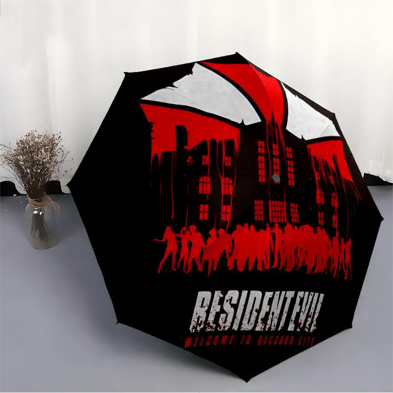 1pz Ombrello Pieghevole Apri/Chiudi Automatico Resident Evil, Struttura a 8 Stecche Antivento, Ombrello da Viaggio Leggero per Donne/Uomini,a0902101