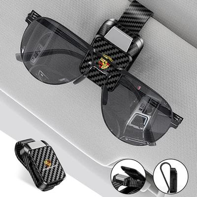 Car Sun Visor Glasses Clip Interior Sunglasses Holder Accessory for Porsche Panamera Cayenne Taycan 911 718 Macan Carrera-GT 918