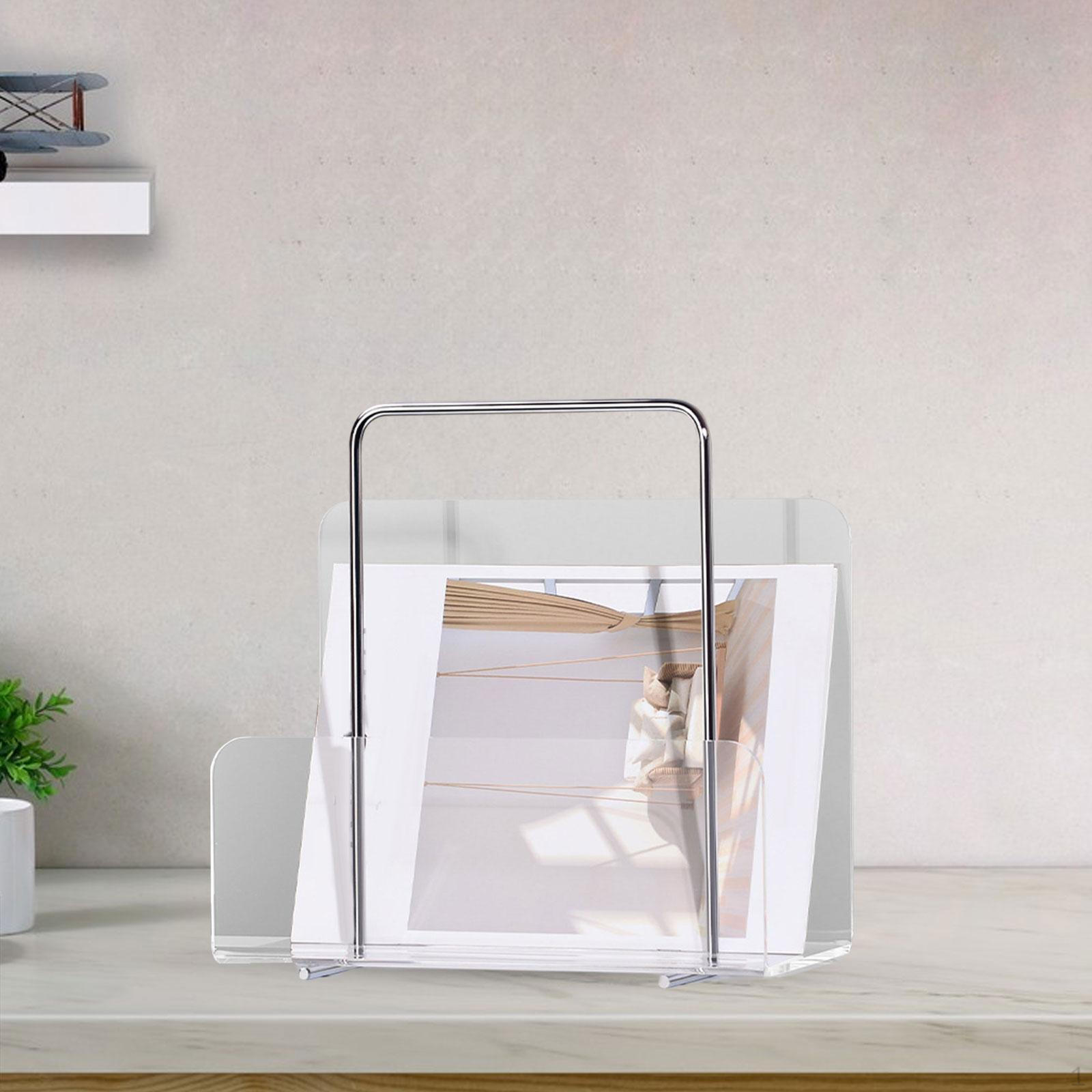 

Acrylic Bookend with Handle Book Support Non Slip Desktop Organizer Gift Decor Shelves Bookshelf