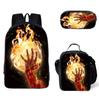 Set Scolastico Tre Pezzi Zaino Borsa Portapenne Borsa Pranzo Zaino con Immagini Street Tide Pallacanestro Calcio Set Zaino