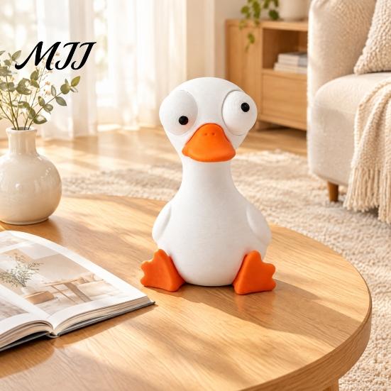 Cute Animal Figures Funny 3D Printed Ornament, Hippo/Goose/Cat Shape, Figurines with Big Novelty Shaped Decor Moving Eyes, Interactive Decompression