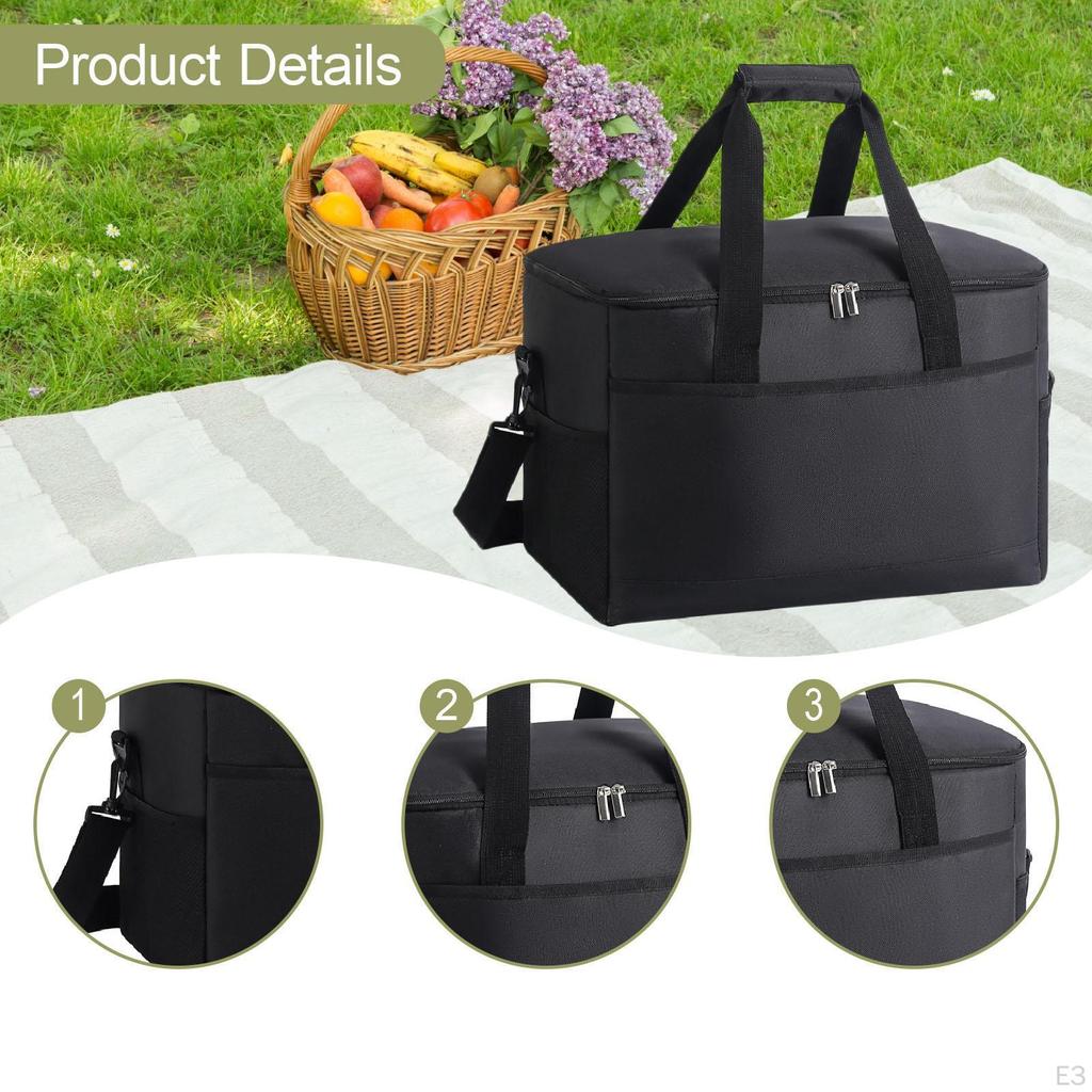Insulated Lunch Bag Portable Reusable Leakproof Tote Box for Fishing Beach Outdoor Office