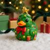 Kersthuisje Ornamentenset Kerst Eend Beeldje, Hars Beeldhouwwerk voor Decoratie, Leuke Micro Landschap Accessoires Desktop Ornamenten met Feestelijke Elementen