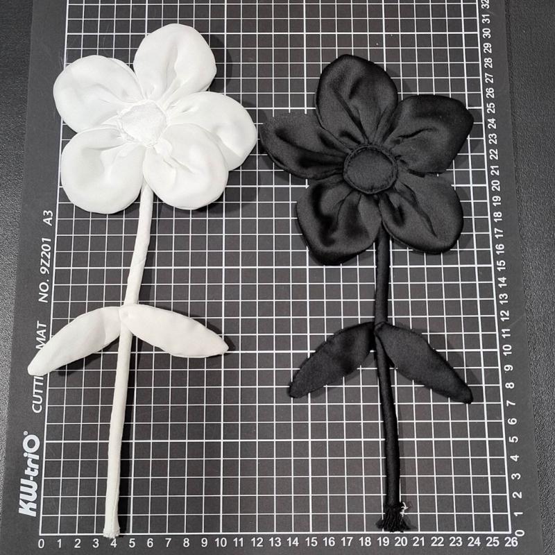 Black White Fabric Flower Brooch Pins Exaggerated Corsage Fashion Jewelry Brooches for Women Shirt Collar Accessories