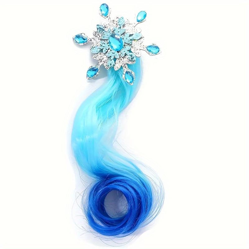 

Snowflake Hair Extensions Clip for Women, Colorful Wigs Beauty Twisted Braided Ponytail Hair Accessories, Trendy Decorative Headwear синий