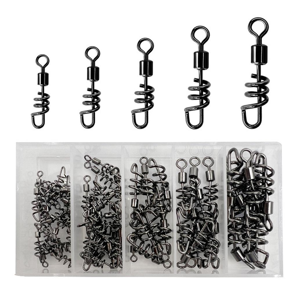 70Pcs Fishing Swivels Barrel Swivels Heavy Duty Corkscrew Snap Swivels Fishing Line Connector for Saltwater Freshwater