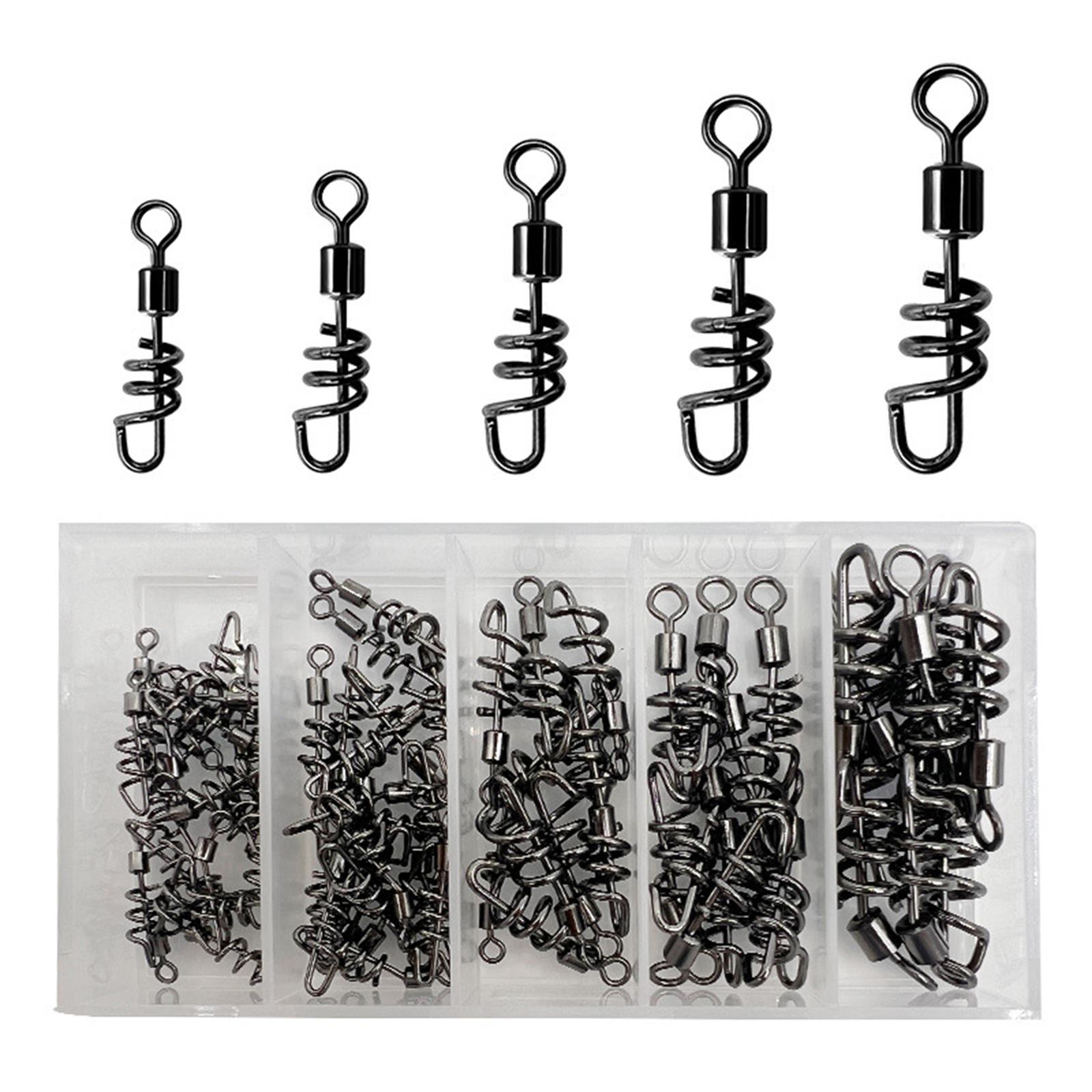 

70Pcs Fishing Swivels Fishing Tackle Accessories Saltwater Freshwater Barrel Swivels Corkscrew Snap Swivels Heavy Duty