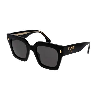 Fendi Kwadratowe okulary przeciwsłoneczne z wygrawerowanym logo Damskie okulary przeciwsłoneczne Czarne FE40101I01A