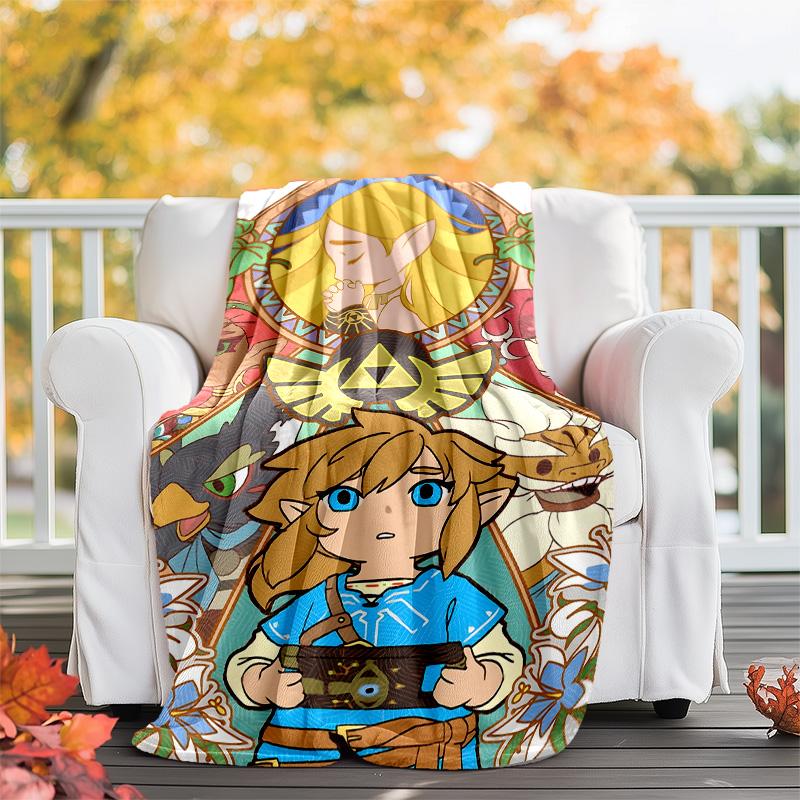 1pc Game Zelda Theme Blanket - Digital Print, Polyester, Cozy for All Seasons, Perfect for Outdoor, and Travel