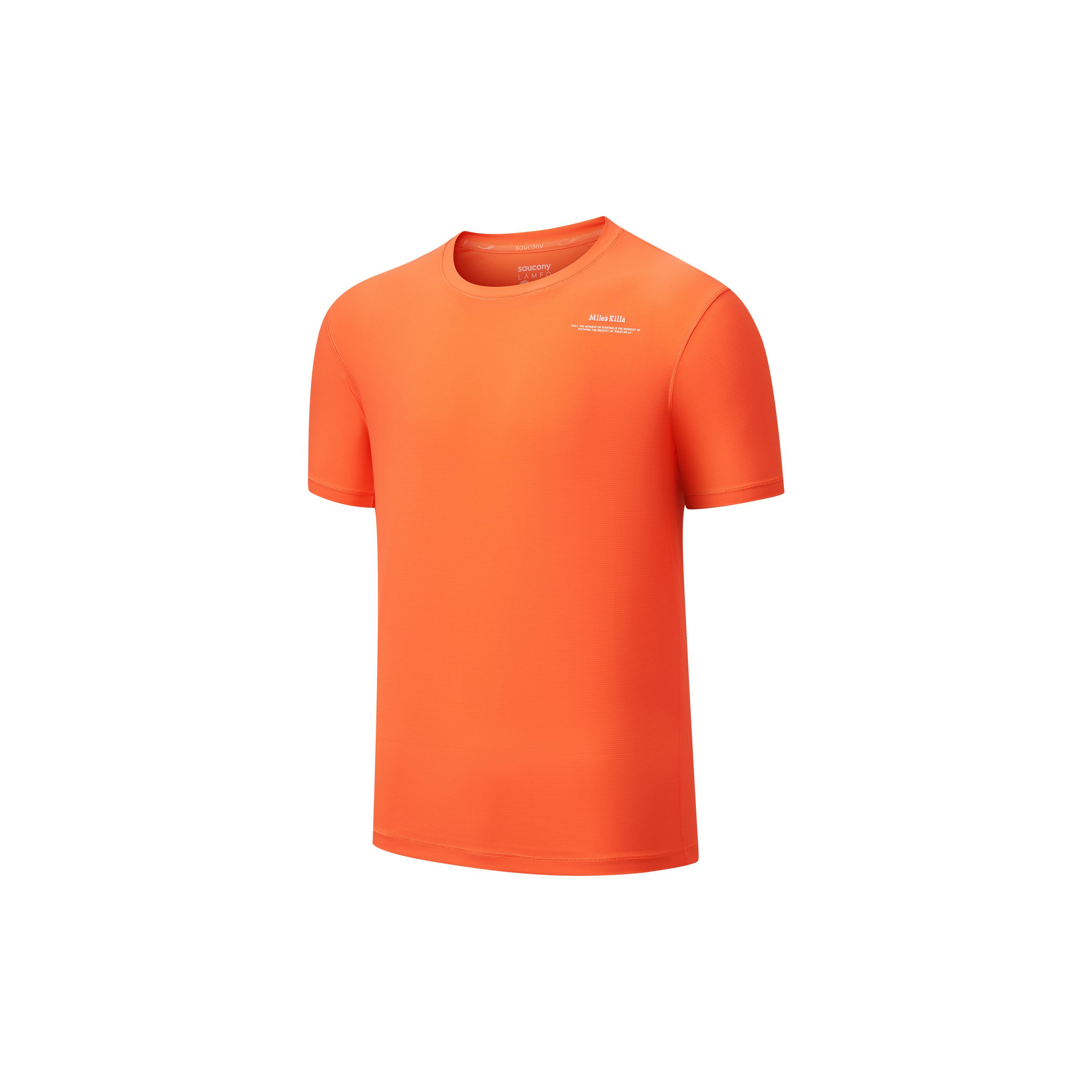 Saucony T Shirts Unisex Blue Maple Orange Crew Neck Moderate Straight Fit SC3230304A-OG09 S