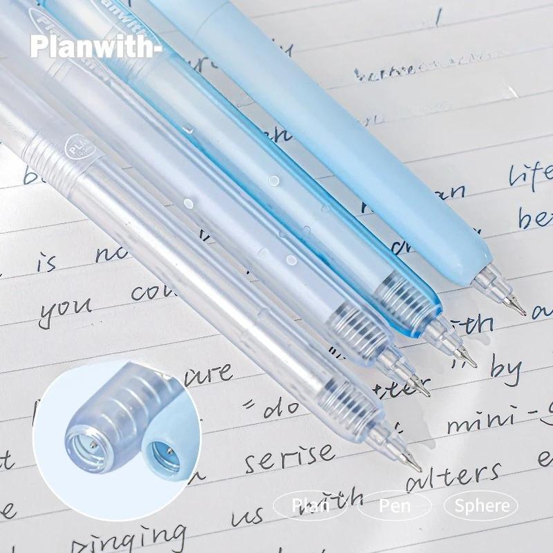 4pcs/set Jelly Clear Retractable Pens Set Stress Relief 0.5mm Black Ink Pens for Students Smooth Writing Exam School Supplies