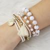 6Pcs/Set Bohemian Beaded Bracelet For Women Vintage Multi-layer Beauty Head Coin Pendant Tassel Bracelets Vacation Charm Jewelry