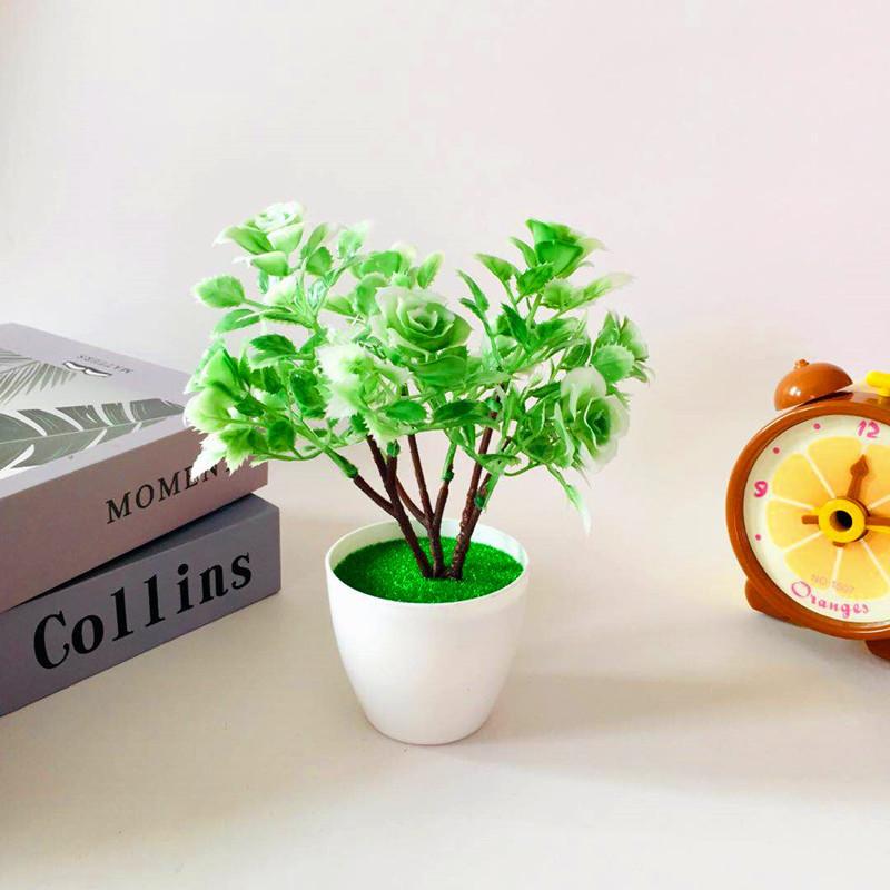 Plastic Multicolor Simulation Rosa Chinensis  Artificial Flower Potted Plants