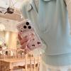 Kawaii Cartoon Bunny Bear Heart Glitter Clear Phone Case For iPhone 15 16 17 Pro Max INS Cute Large Window Shockproof Protective