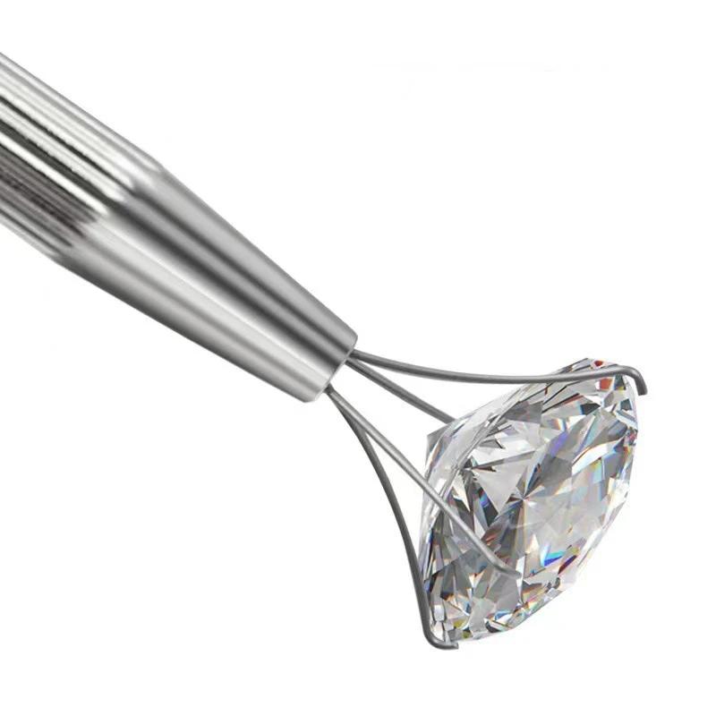 Mini Tweezer 4 Claws Jewelry Beads Pick-up Tool Diamond Gems Prong Holder Catcher Grabber Stainless Steel Body Piercing Tools
