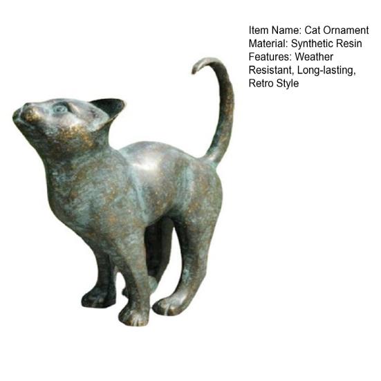 Retro Cat Figurine Resin Cat with Butterfly Statue Indoor Outdoor Artistic Cat Sculpture for Bookshelves Gardens Offices Decoration