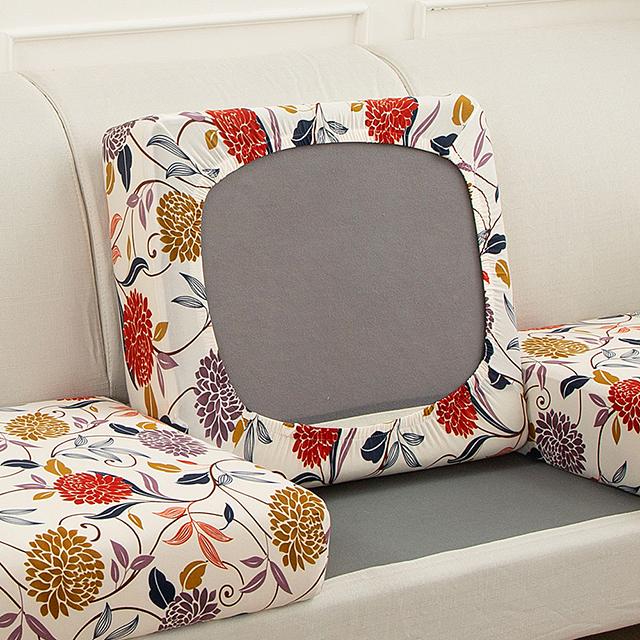 Printed Elastic Sofa Seat Cushion Cover For Living Room Furniture Protector L-shaped Armchair Stretch Seat Cushion Slipcover