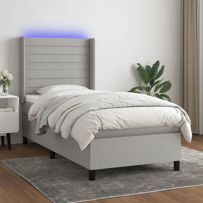 VidaXL Sommier à Lattes de Lit avec Matelas et LED, Lit Rembourré, Lit Simple, Lit Adulte de Chambre à Coucher Intérieur, 3138357