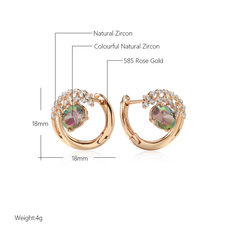New  Rose Gold Color Drop Earrings For Women Unusual Colourful Natural Zircon Flower Earrings Fashion Vintage Jewelry