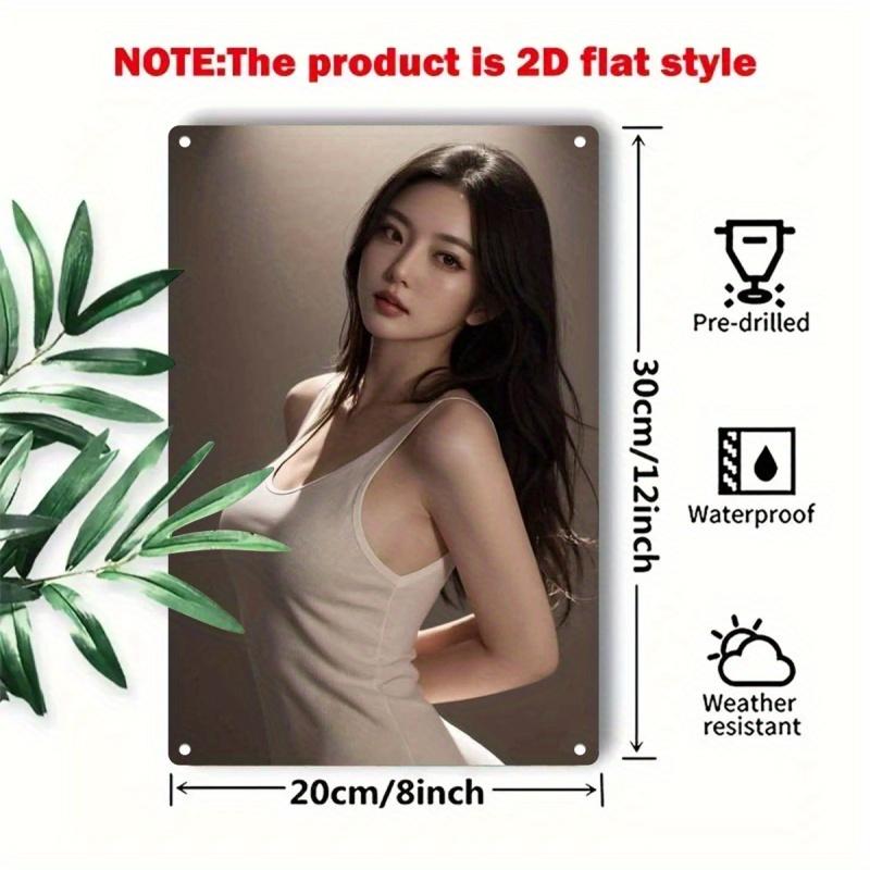 Retro Metal Advertising Sign Home Decor Rustic Elegant Female Portrait Poster Durable Wall Art