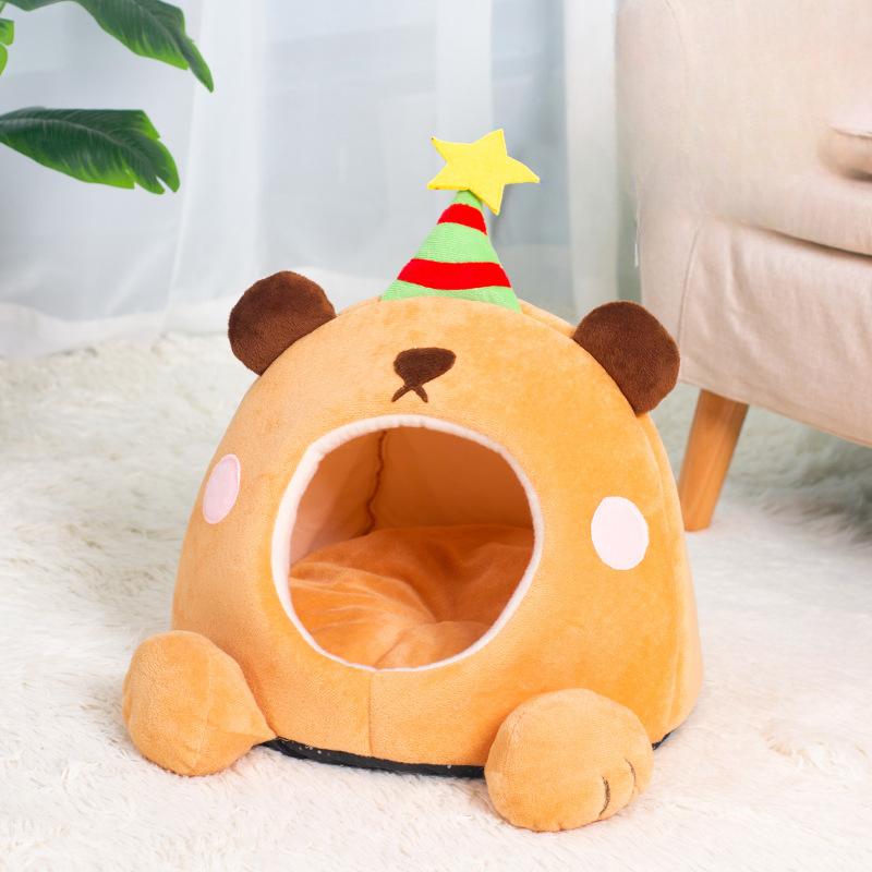 

2024 Four Seasons Universal Cat Nest Cartoon Animal Cat Dog House Beds Pet House Съемный и моющийся Cat Kitten House Pet Supplies 33x33cm